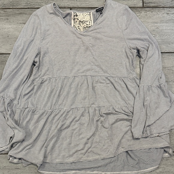 Hannah Tops - Hannah Striped V-Neck Women's Top L